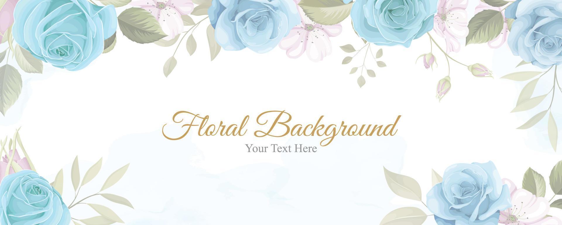 Beautiful flower banner with blue flowers vector