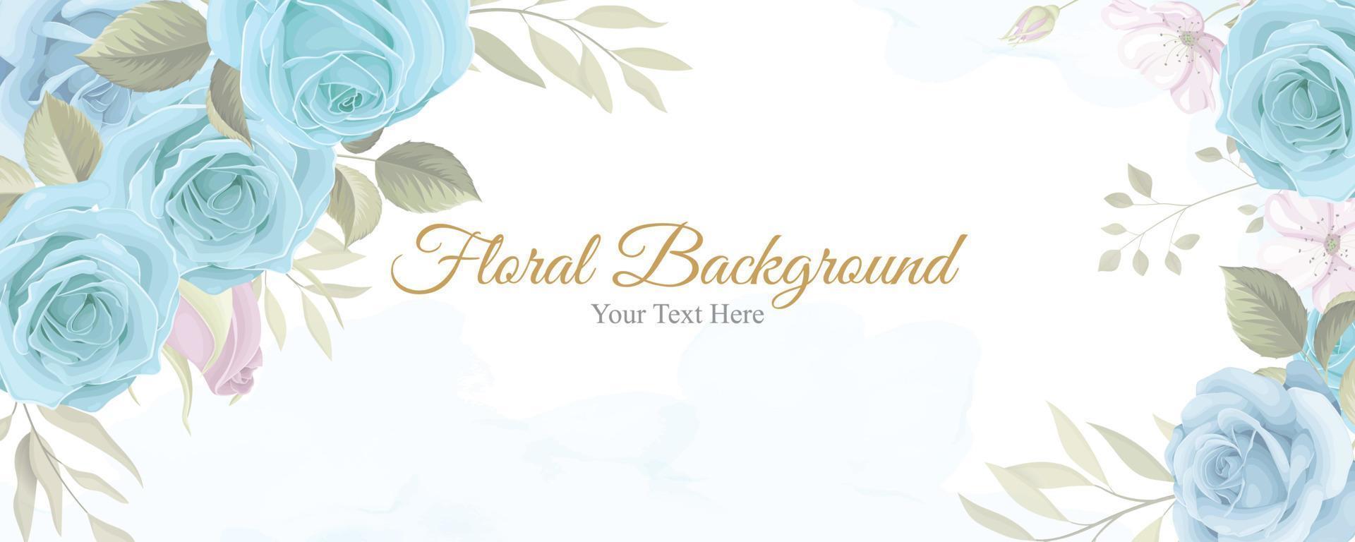 Beautiful flower banner with blue flowers vector