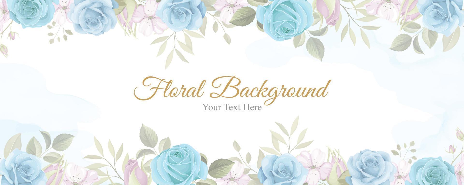 Beautiful flower banner with blue flowers vector