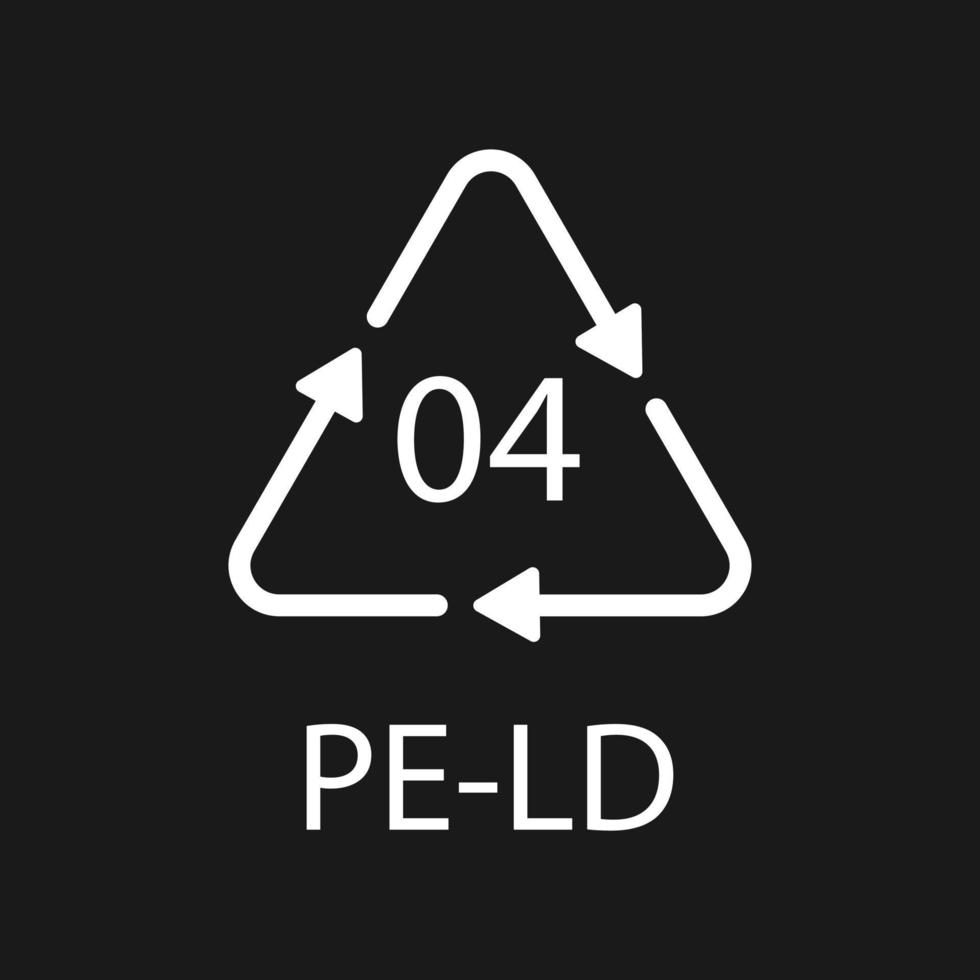 PE-LD 04 recycling code symbol. Plastic recycling vector low density polyethylene sign.