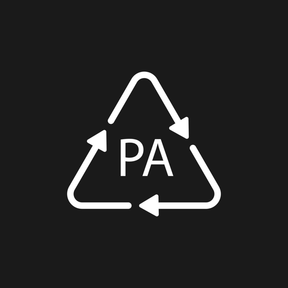 Plastic recycling symbol PA polyamide, vector illustration