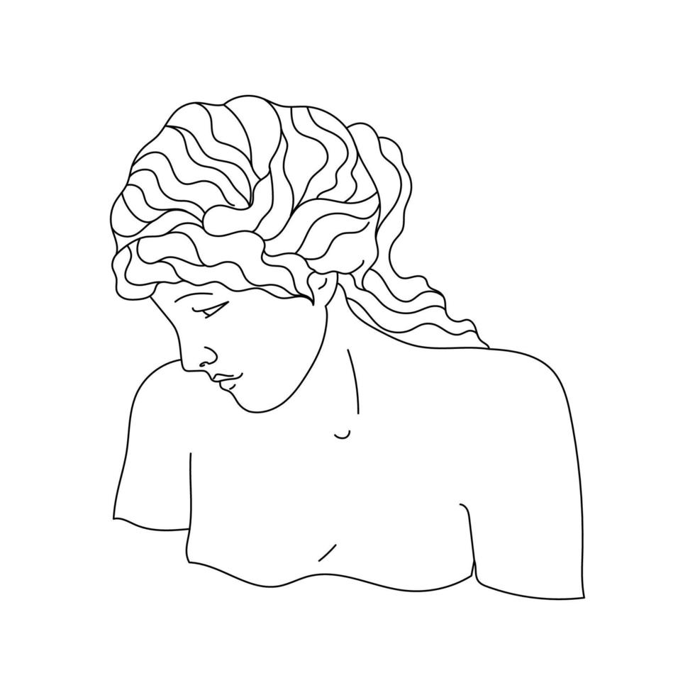 estético griego escultura línea Arte. Grecia mujer. bohemio antiguo clásico estatuas vector