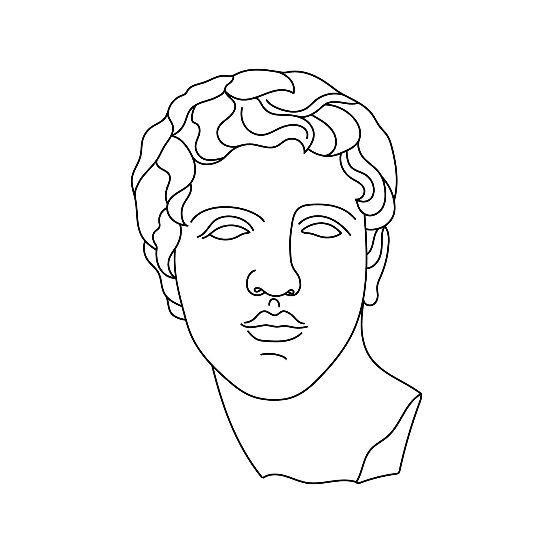 Aesthetic Greek Sculpture Line Art. Greece man. Bohemian antique