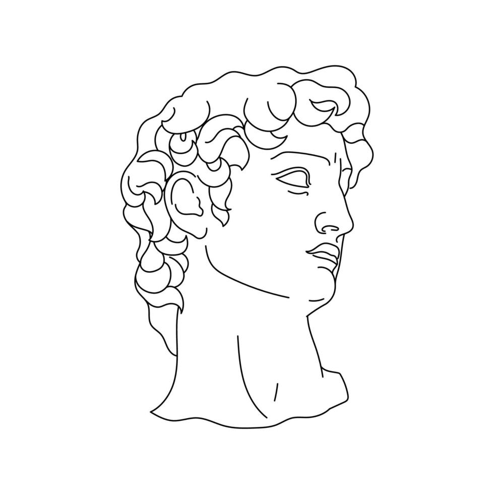 Aesthetic Greek Sculpture Line Art.  Greece man. Bohemian antique classic statues vector