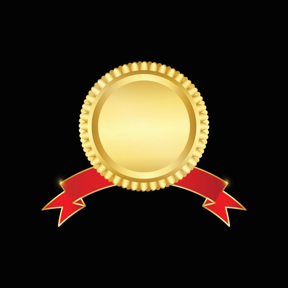 dorado sello con cintas aislado en negro antecedentes. vector diseño elemento