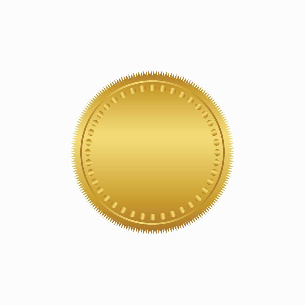 Round golden badge isolated on a Black background, seal stamp gold luxury elegant banner con, Vector illustration certificate gold foil seal or medal isolated.