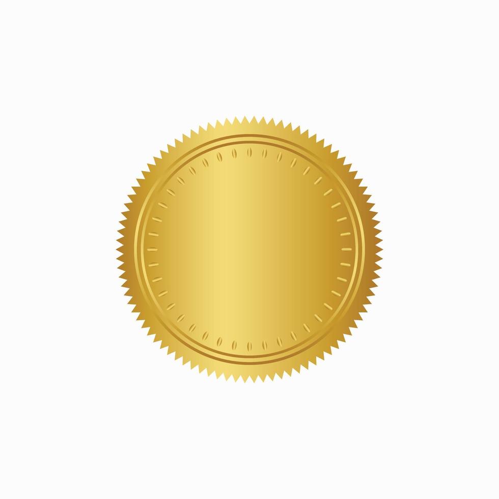 Round golden badge isolated on a Black background, seal stamp gold luxury elegant banner con, Vector illustration certificate gold foil seal or medal isolated.
