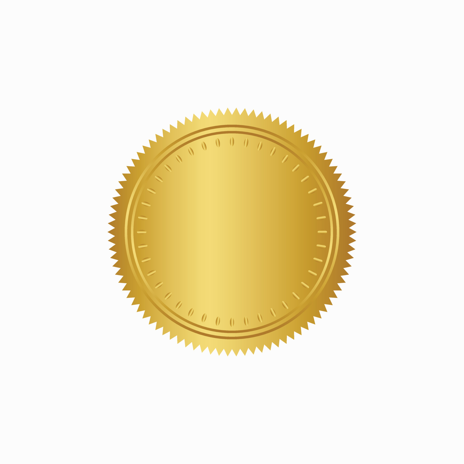 Round golden badge isolated on a Black background, seal stamp gold luxury elegant banner con