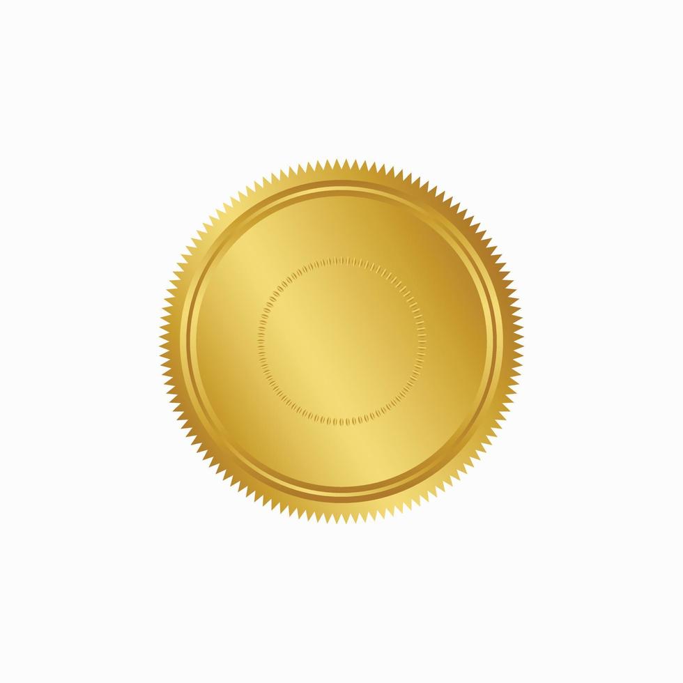 Round golden badge isolated on a Black background, seal stamp gold luxury elegant banner con, Vector illustration certificate gold foil seal or medal isolated.