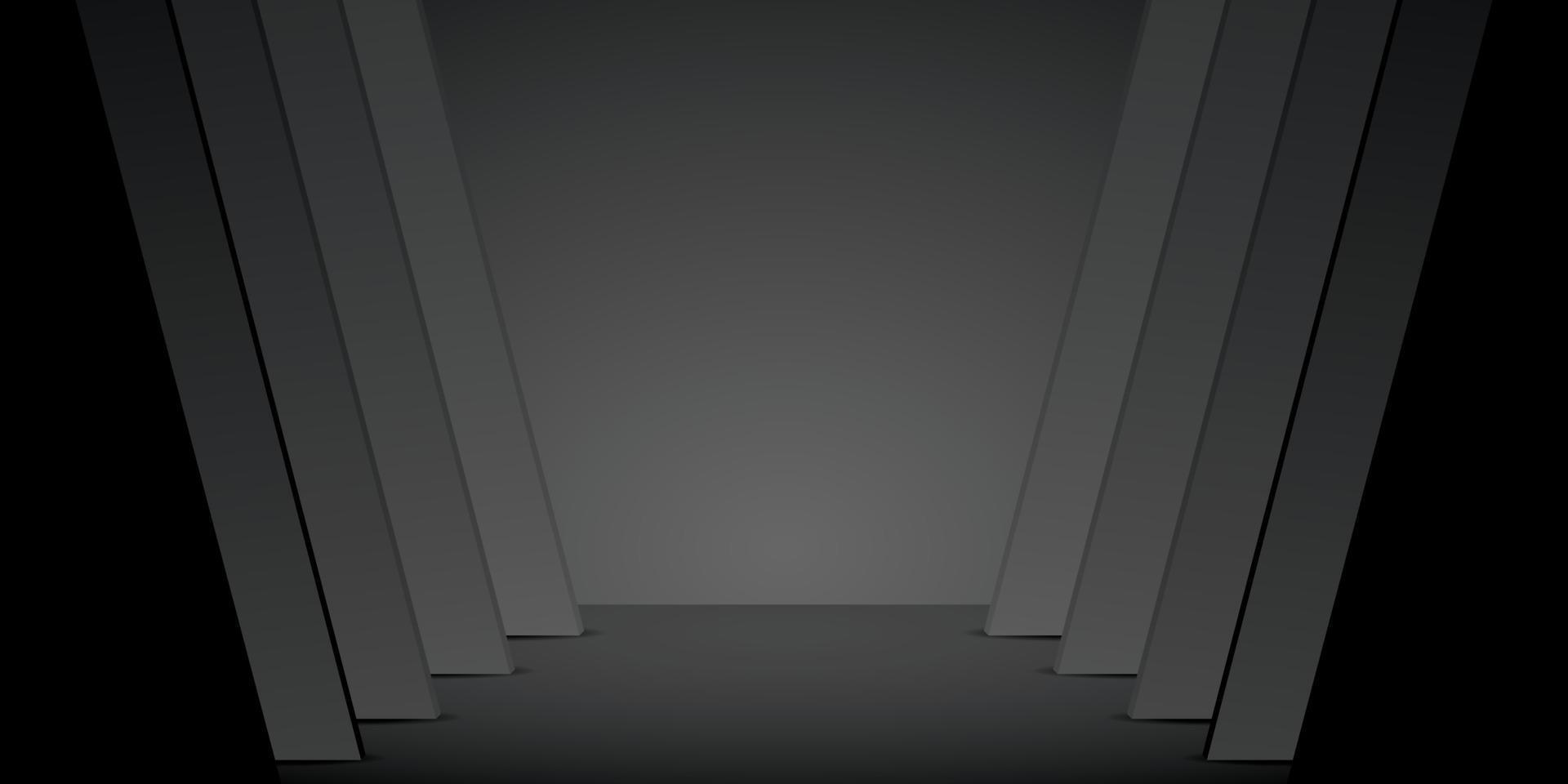 modern diagonal line structure with black wall and floor graphic 3d illustration background for putting your object vector