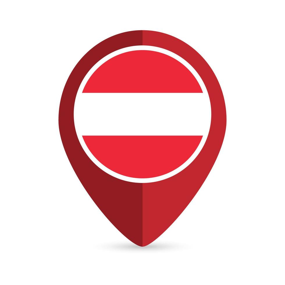 Map pointer with contry Austria. Austria flag. Vector illustration.
