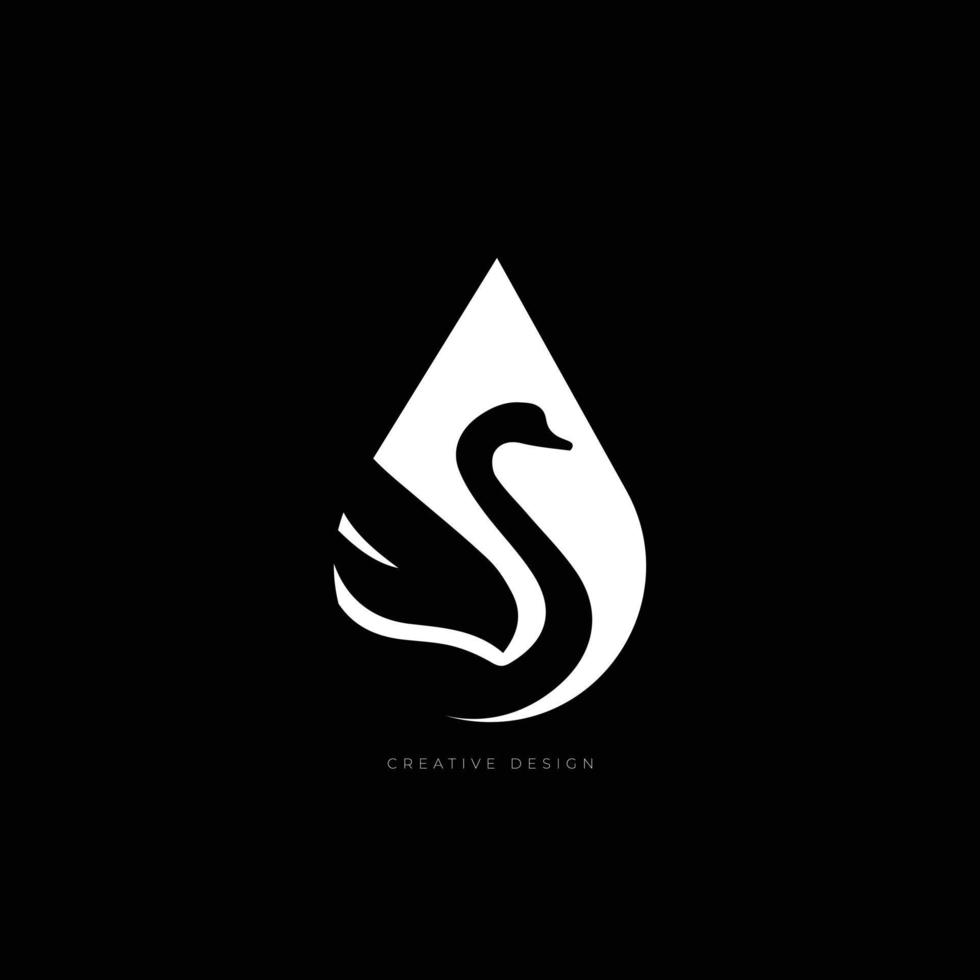 Duck icon in a water droplet vector