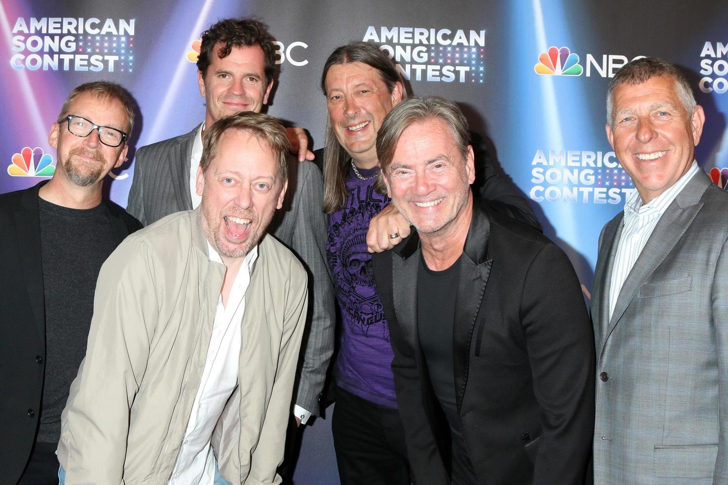 LOS ANGELES, MAR 21 - Anders Lenhoff, Martin Osterdahl, Peter Settman, Ola Melzig, Christer Bjorkman, Greg Lipstone at the American Song Contest Live Show Red Carpet at Universal Back Lot on March 21, 2022 in Los Angeles, CA photo