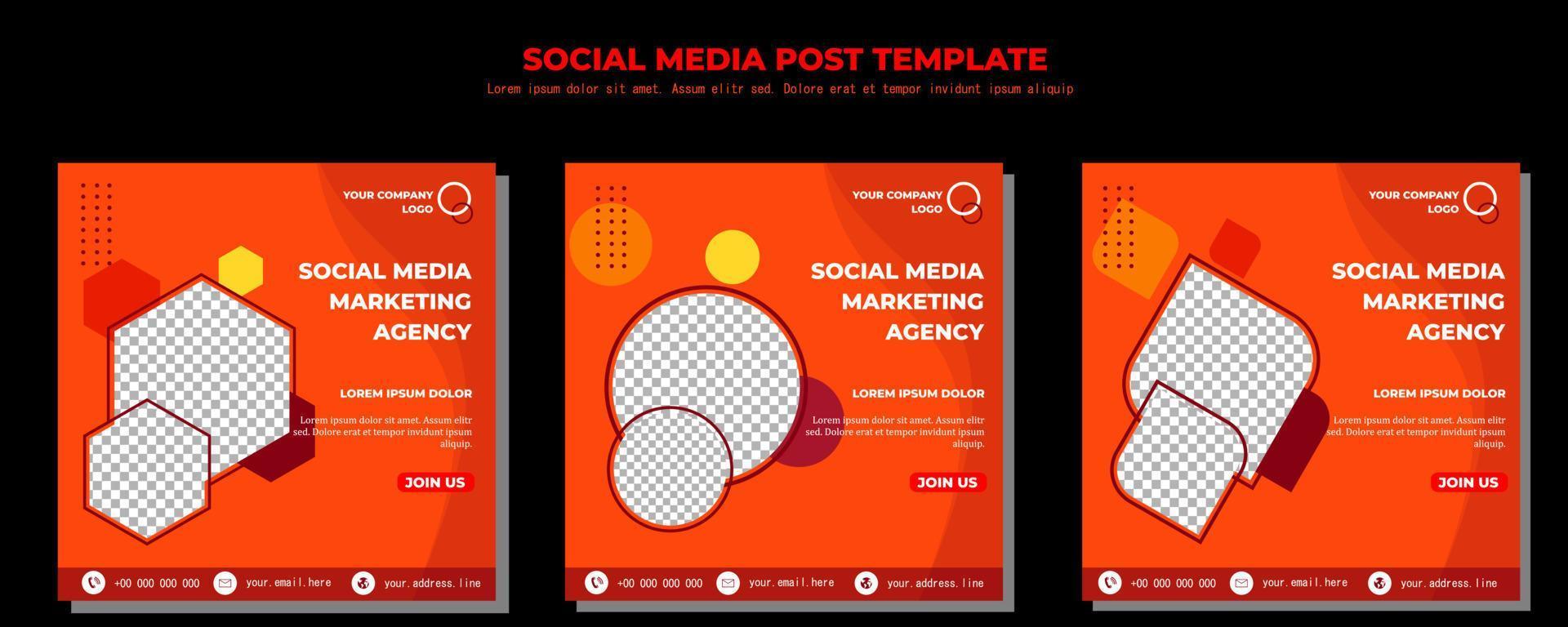 Orange Vector Social Media Post Template, vector art illustration and text