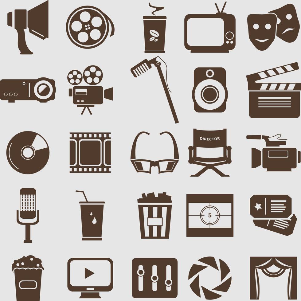 Editable Monochrome Cinematic Vector Illustration Icons Set