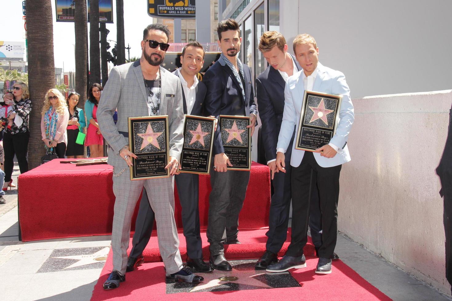 LOS ANGELES, APR 22 - AJ McLean, Howie Dorough, Kevin Richardson, Brian Littrell, Nick Carter at the ceremony for the Backstreet Boys Star on the Walk of Fame at the Hollywood Walk of Fame on April 22, 2013 in Los Angeles, CA photo