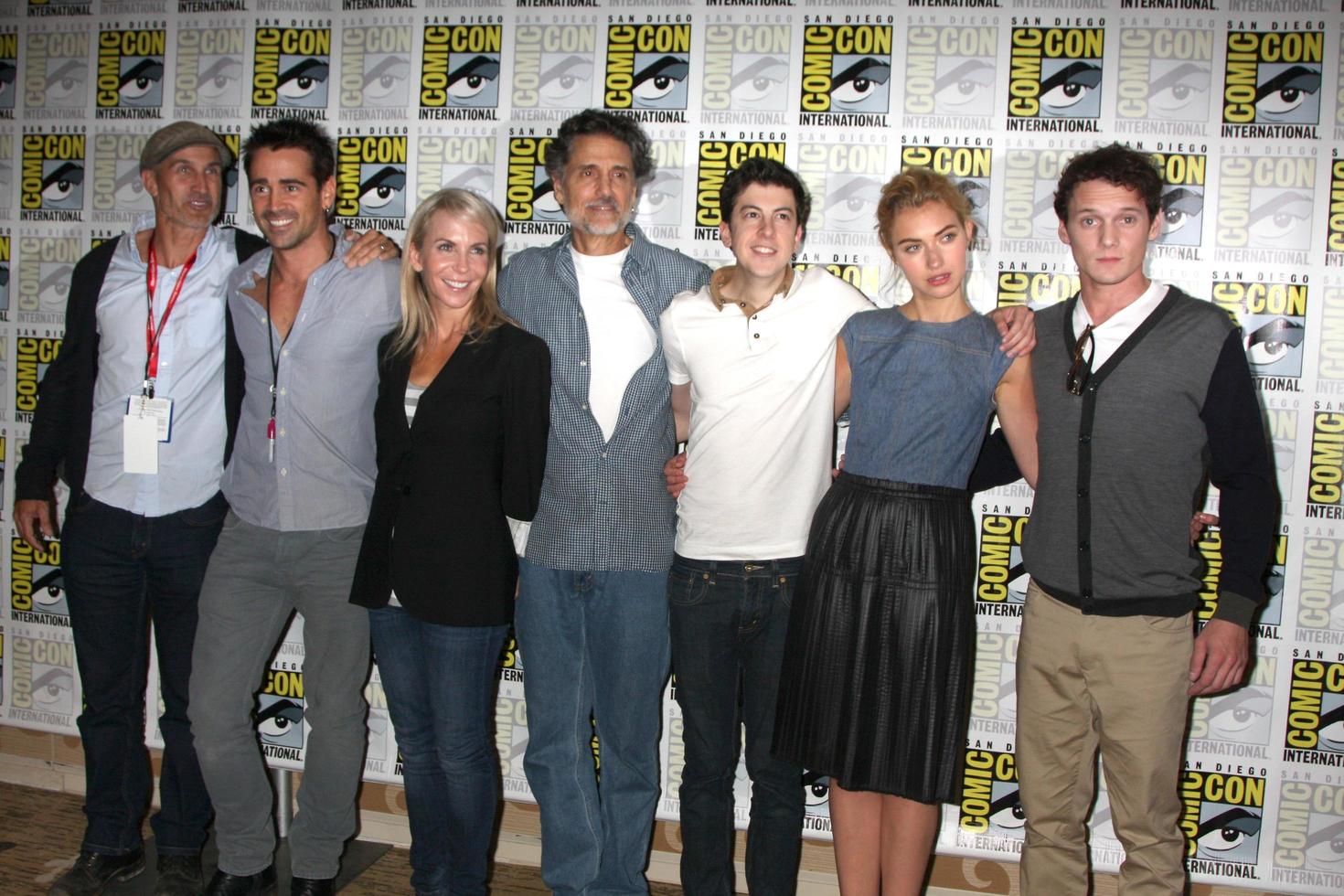SAN DIEGO, JUL 22 - Craig Gillespie, Colin Farrell, Marti Noxon, Chris Sarandon, Christopher Mintz-Plasse, Imogen Poots, Anton Yelchin at the 2011 Comic-Con Convention, Day 2 at San Diego Convention Center on July 22, 2010 in San DIego, CA photo