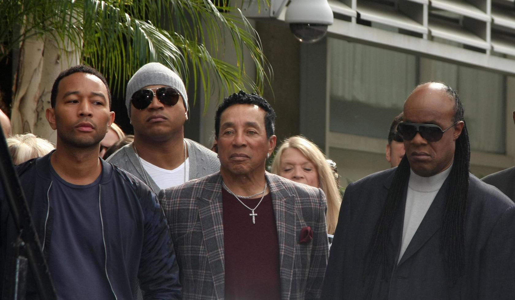 LOS ANGELES, JAN 28 -  John Legend, LL Cool J, Smokey Robinson, Stevie Wonder at the Ken Ehrlich Hollywood Walk of Fame Star Ceremony at a Capital Records Building on January 28, 2015 in Los Angeles, CA photo