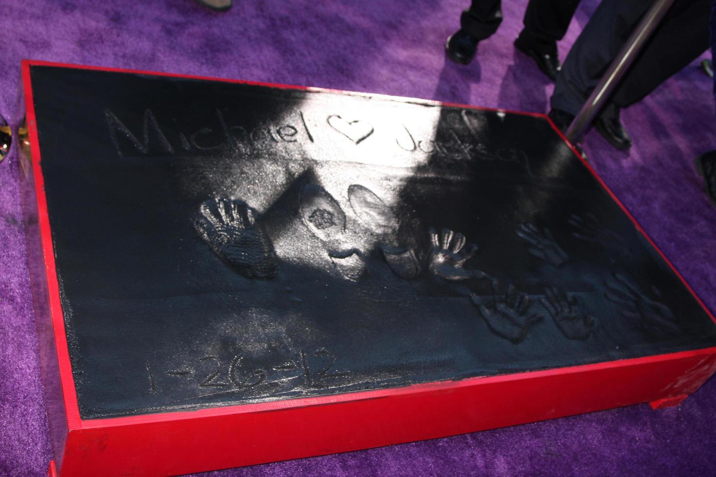 LOS ANGELES, JAN 26 - Michael Jackson Hand and Footprints, and his children s handprints at the Michael Jackson Immortalized Handprint and Footprint Ceremony at Graumans Chinese Theater on January 26, 2012 in Los Angeles, CA photo