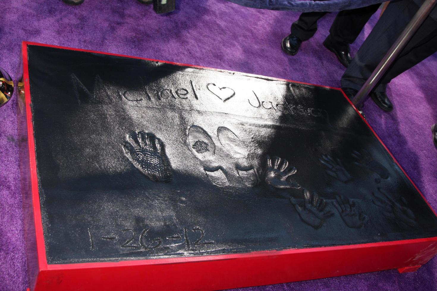 LOS ANGELES, JAN 26 - Michael Jackson Hand and Footprints, and his children s handprints at the Michael Jackson Immortalized Handprint and Footprint Ceremony at Graumans Chinese Theater on January 26, 2012 in Los Angeles, CA photo
