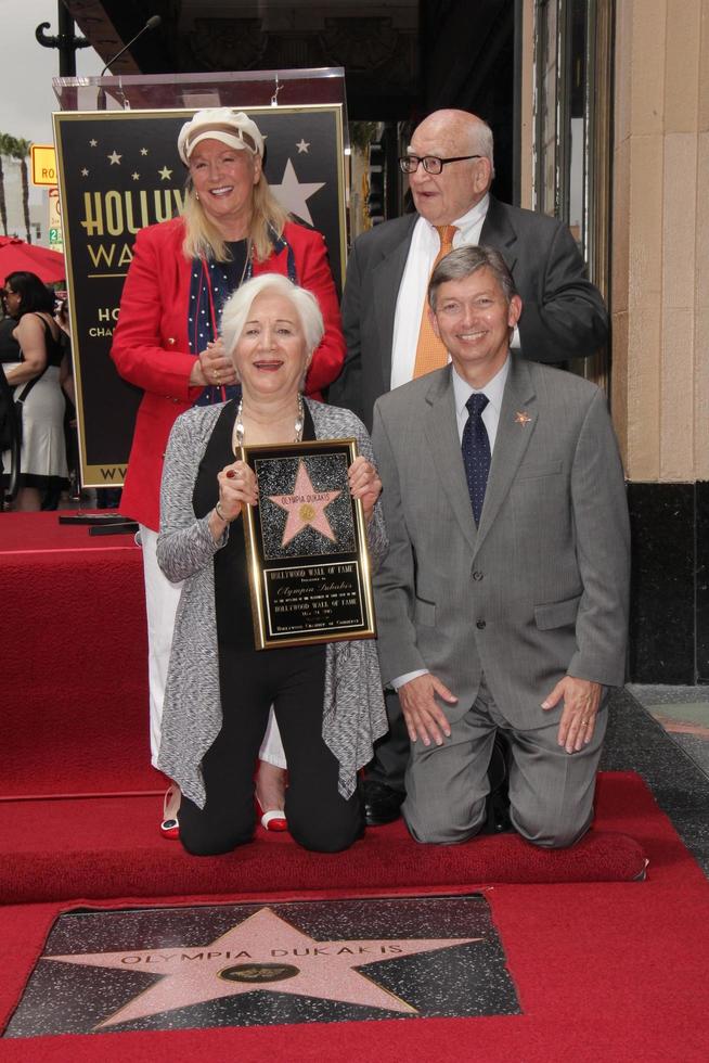 LOS ANGELES, MAY 24 - Diane Ladd, Ed Asner, Olympia Dukakis, Leron Gubler at the ceremony bestowing Olympia Dukakis with a Star on the Hollywood Walk of Fame at the Hollywood Walk of Fame on May 24, 2013 in Los Angeles, CA photo