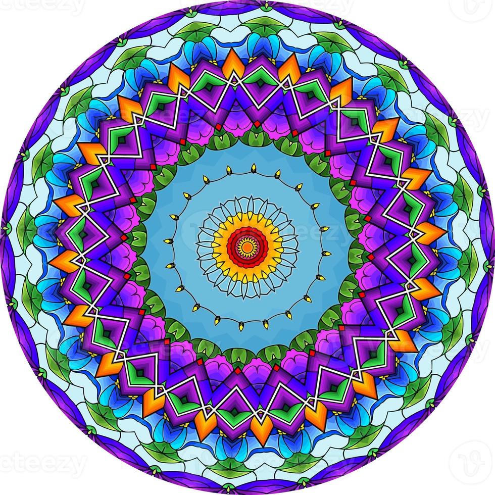 Multicolor Mandala Background. Coloring Book Page. Unusual Flower Shape. photo