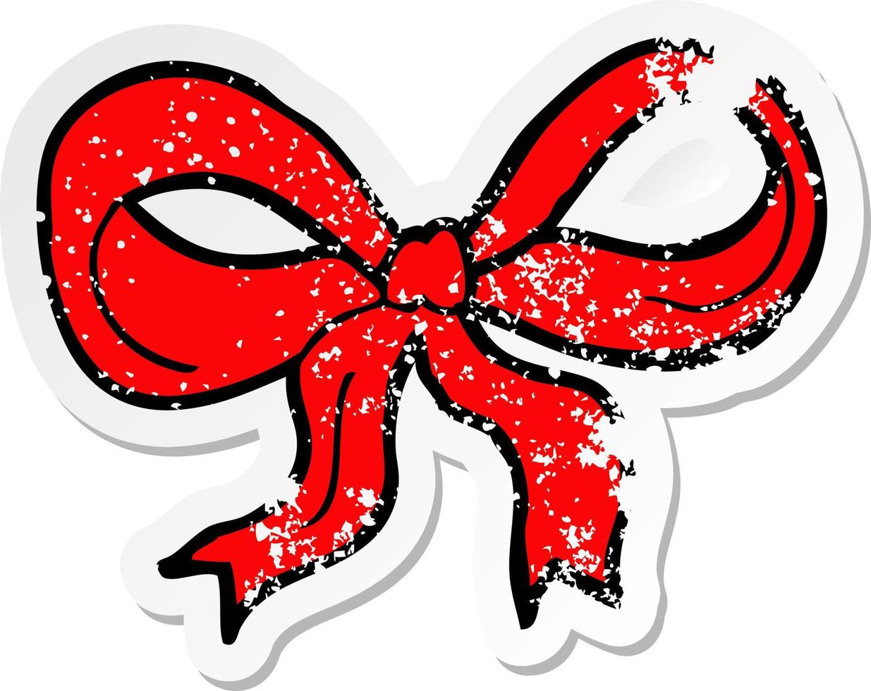 distressed sticker of a cartoon decorative bow vector