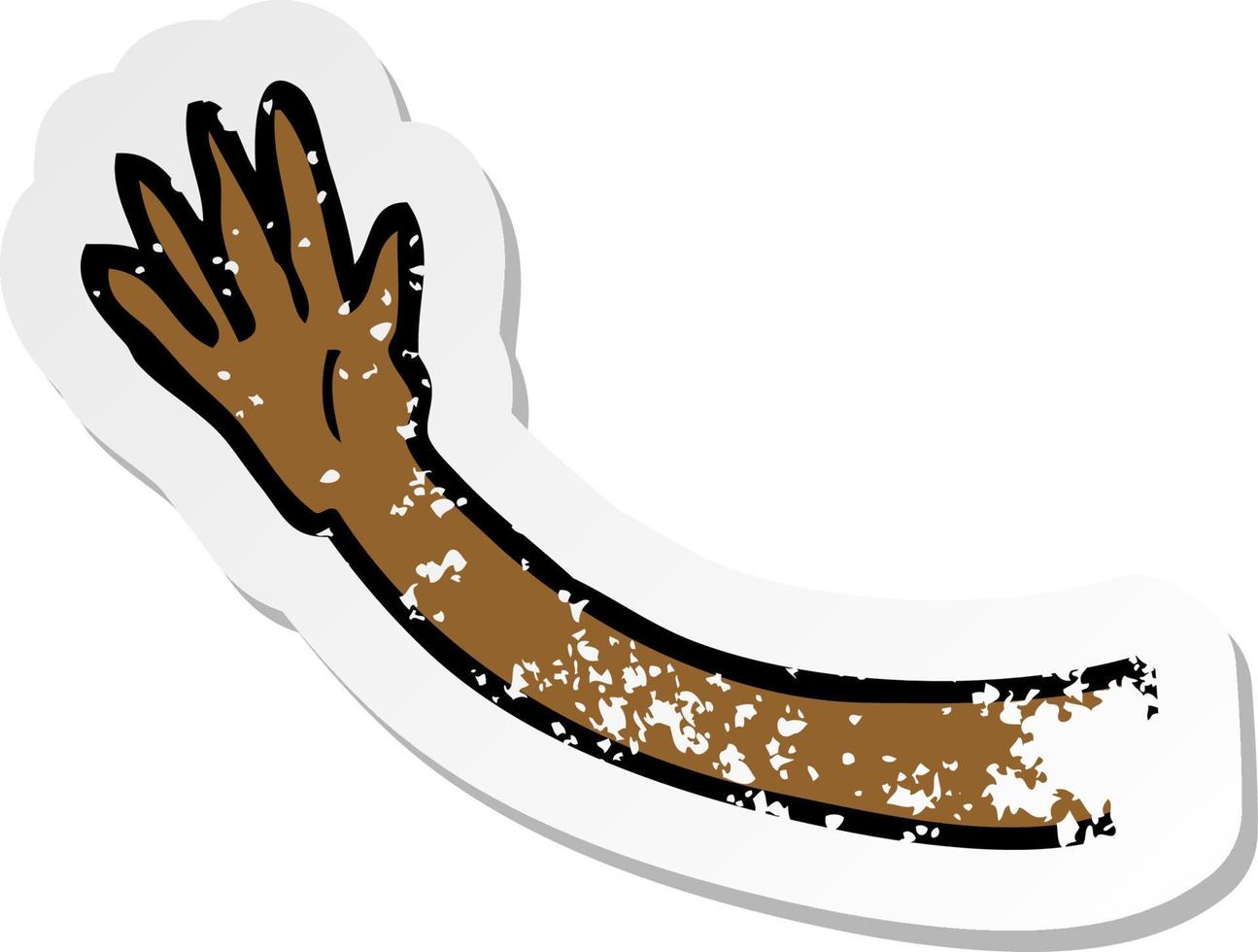 retro distressed sticker of a cartoon arm vector