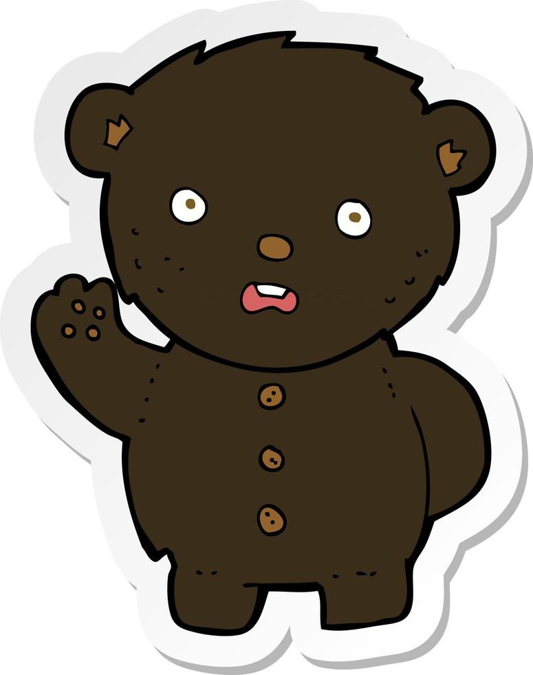 sticker of a cartoon unhappy black teddy bear vector