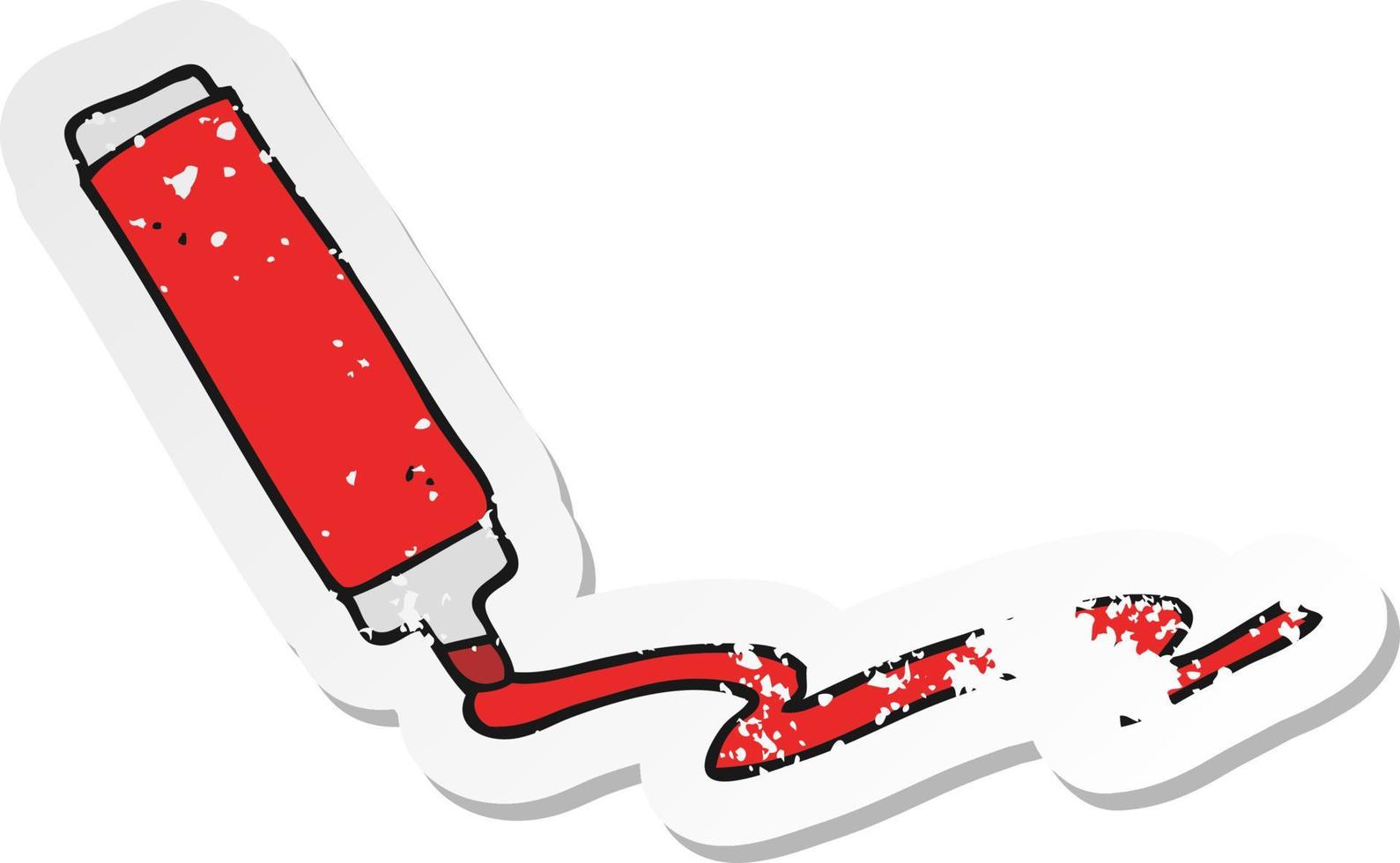 retro distressed sticker of a cartoon marker pen vector