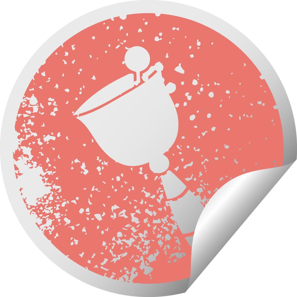 distressed circular peeling sticker symbol ringing bell vector