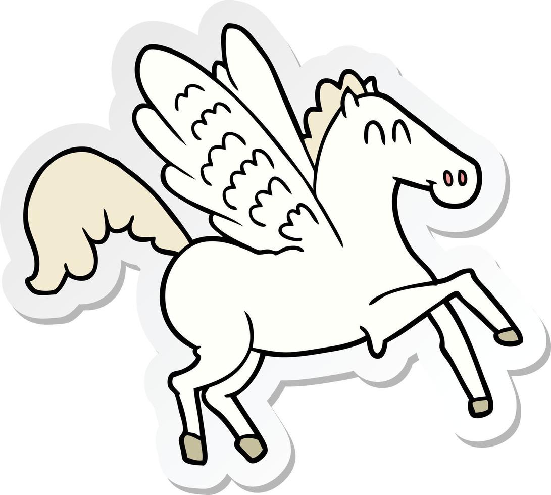 sticker of a cartoon winged horse vector