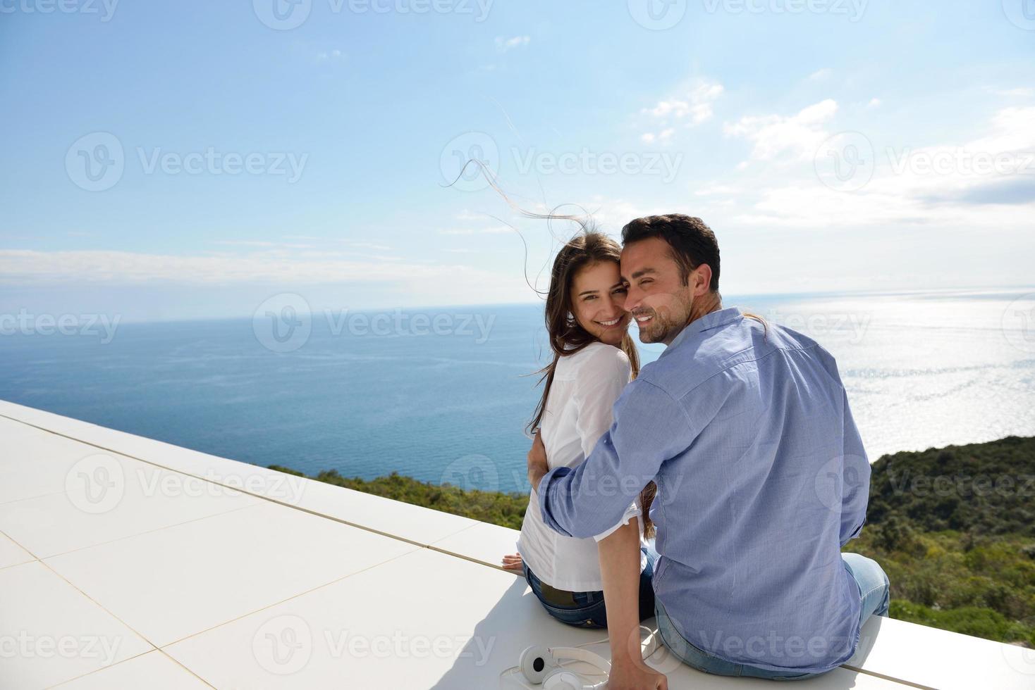 relaxed young couple at home photo