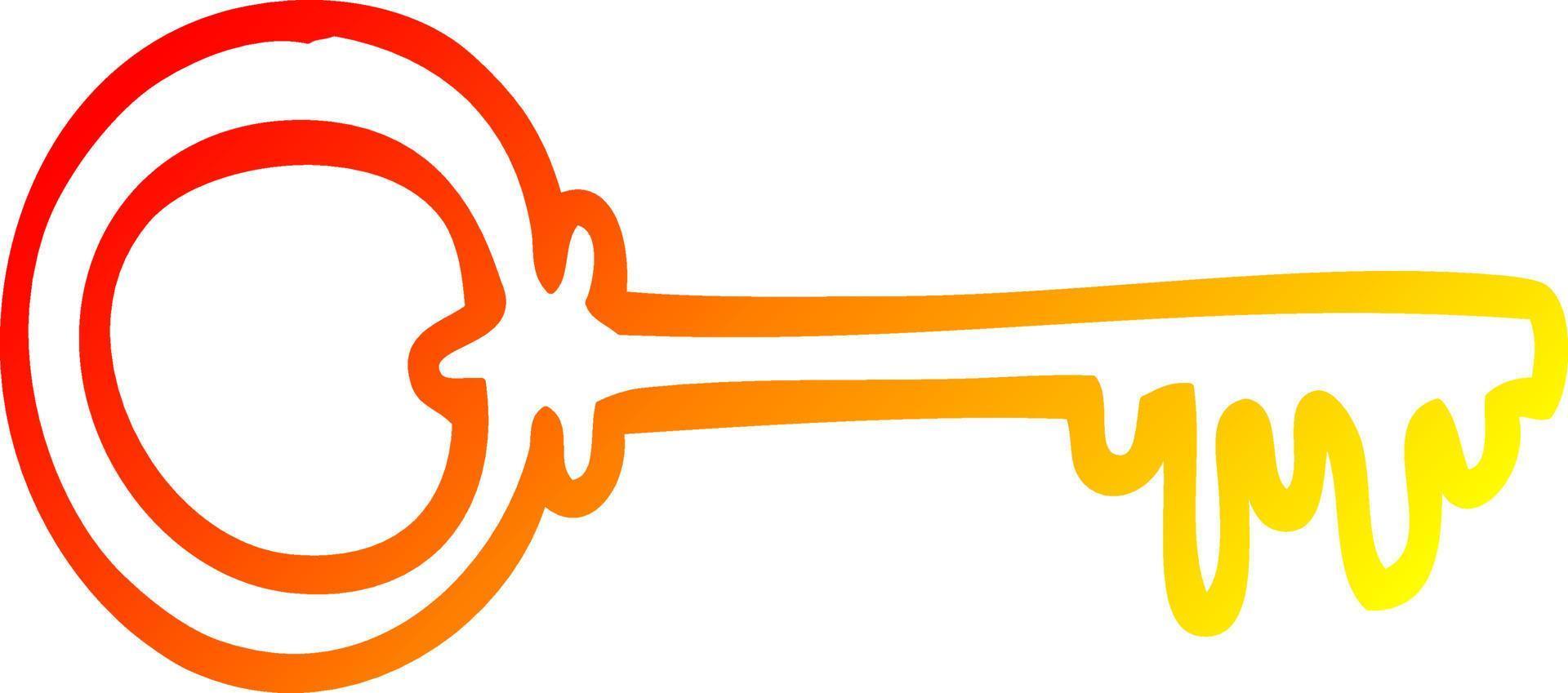 warm gradient line drawing cartoon key vector