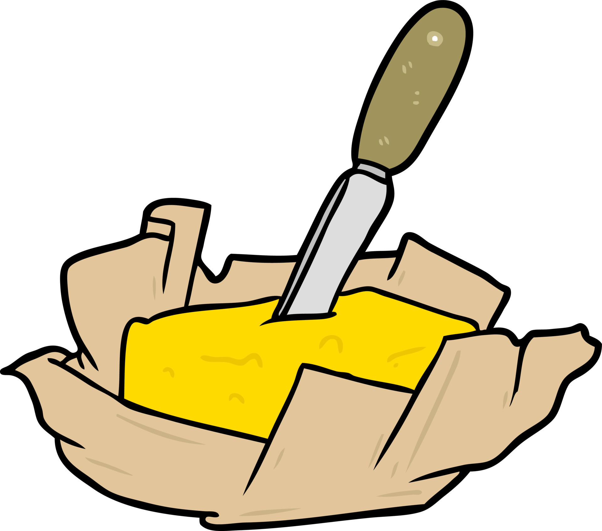 Cartoon butter and knife 19855759 Vector Art at Vecteezy