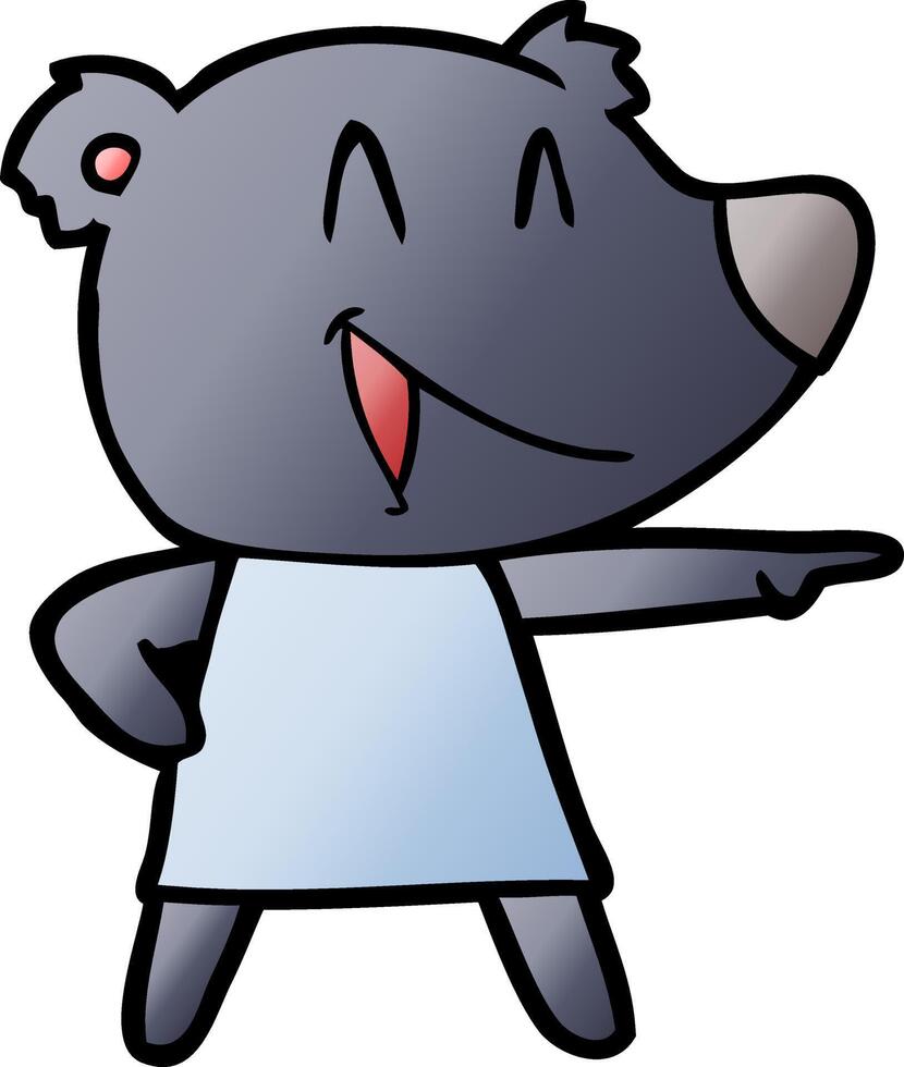 cartoon bear in dress laughing and pointing vector