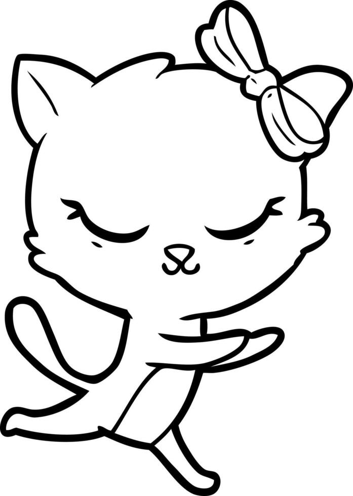 cute cartoon cat with bow vector