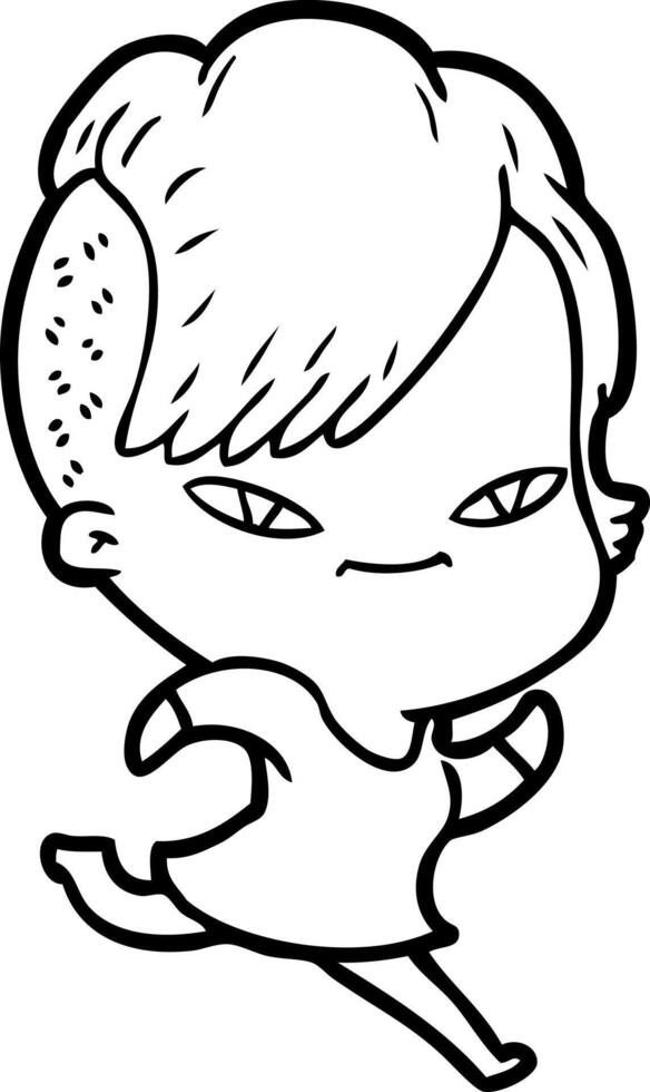 cute cartoon girl with hipster haircut vector