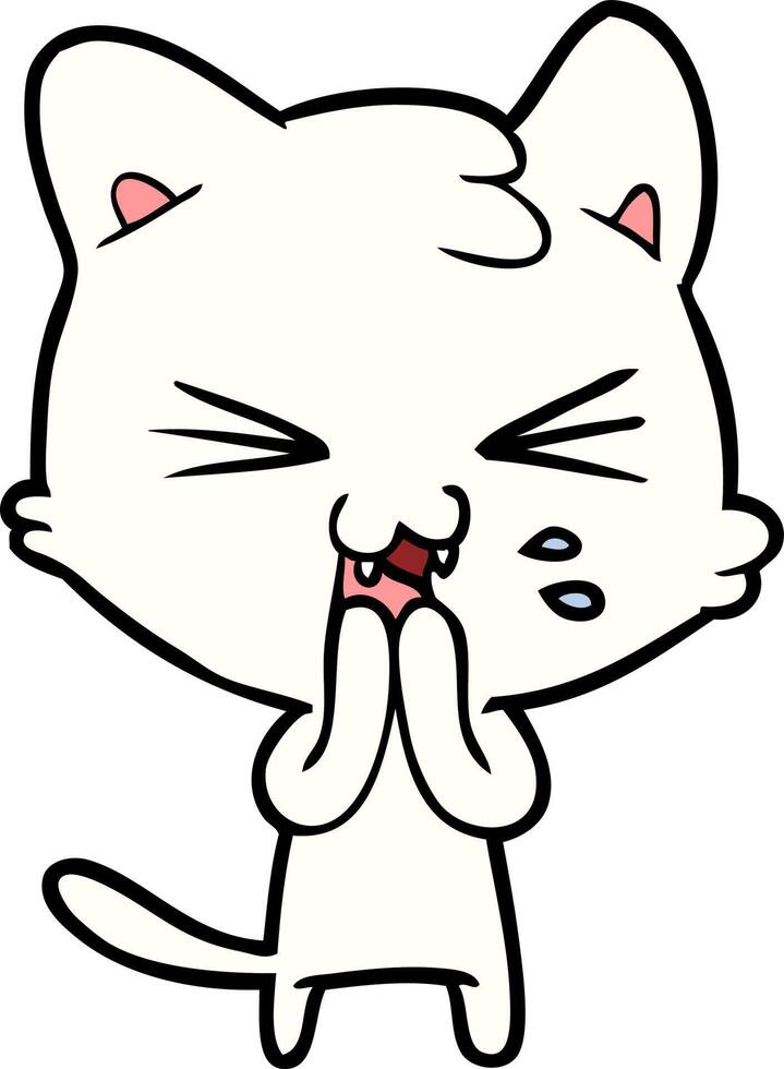 cartoon cat hissing vector
