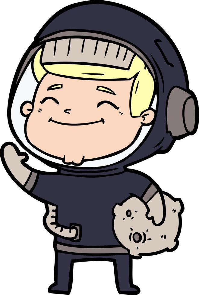 astronauta de dibujos animados feliz vector