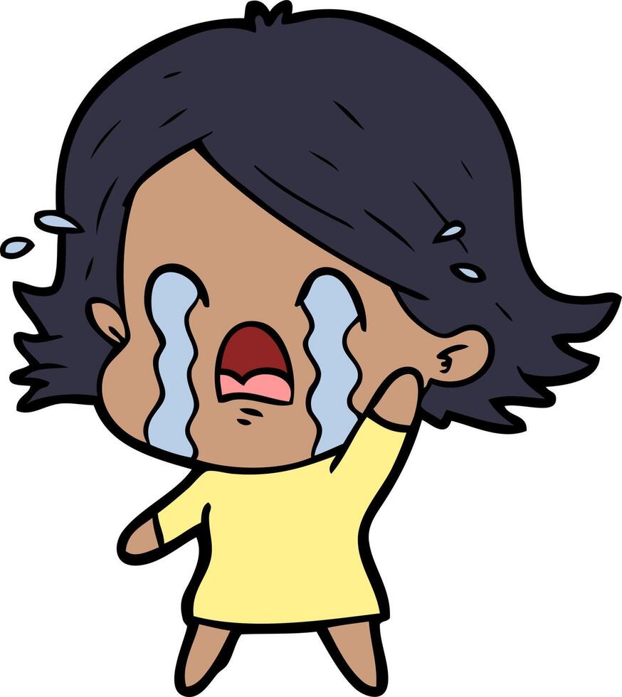 cartoon woman crying vector