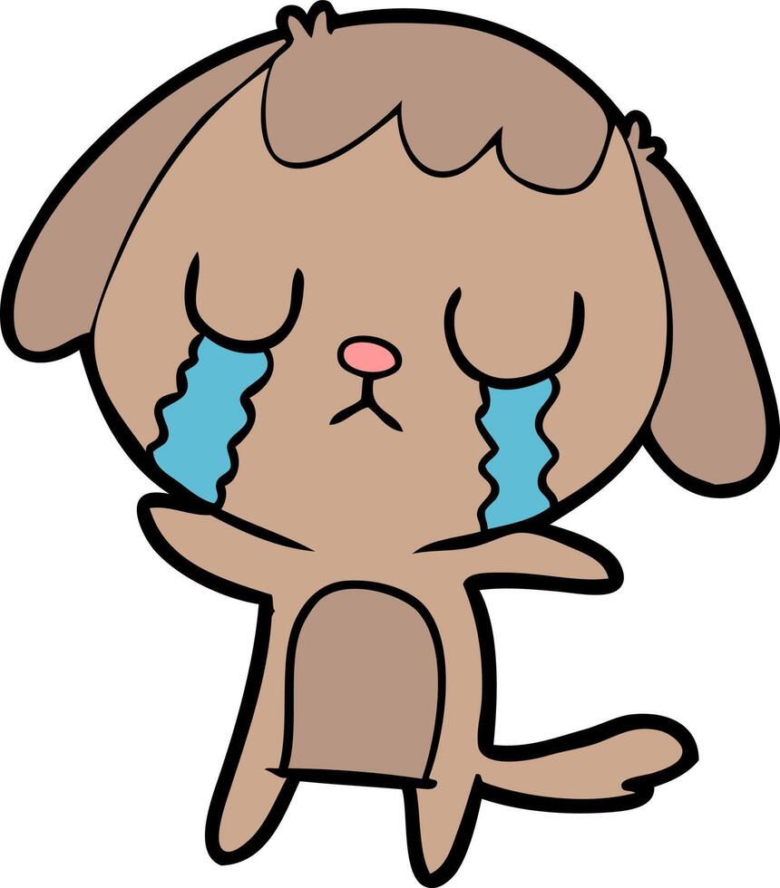 cute cartoon dog crying vector