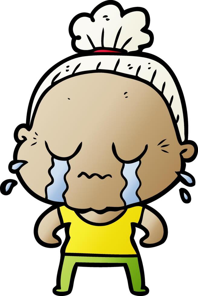 cartoon crying old lady vector