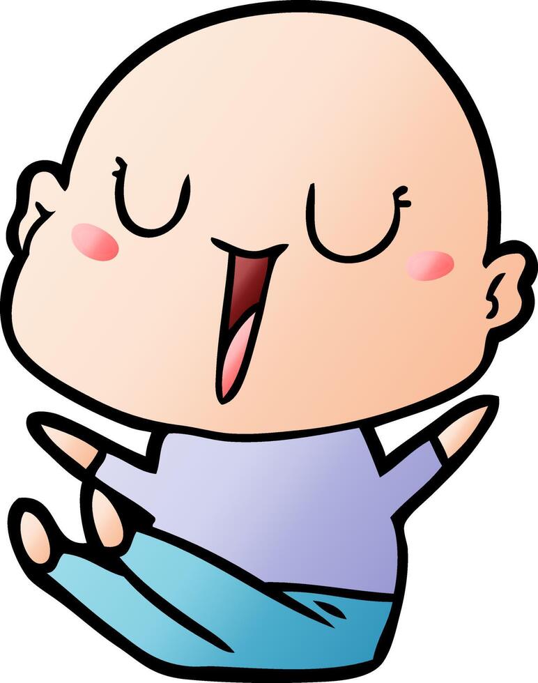 happy cartoon bald man vector