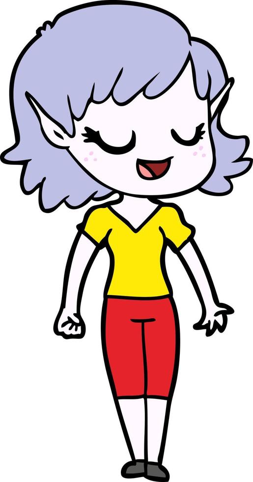 niña elfa feliz de dibujos animados vector