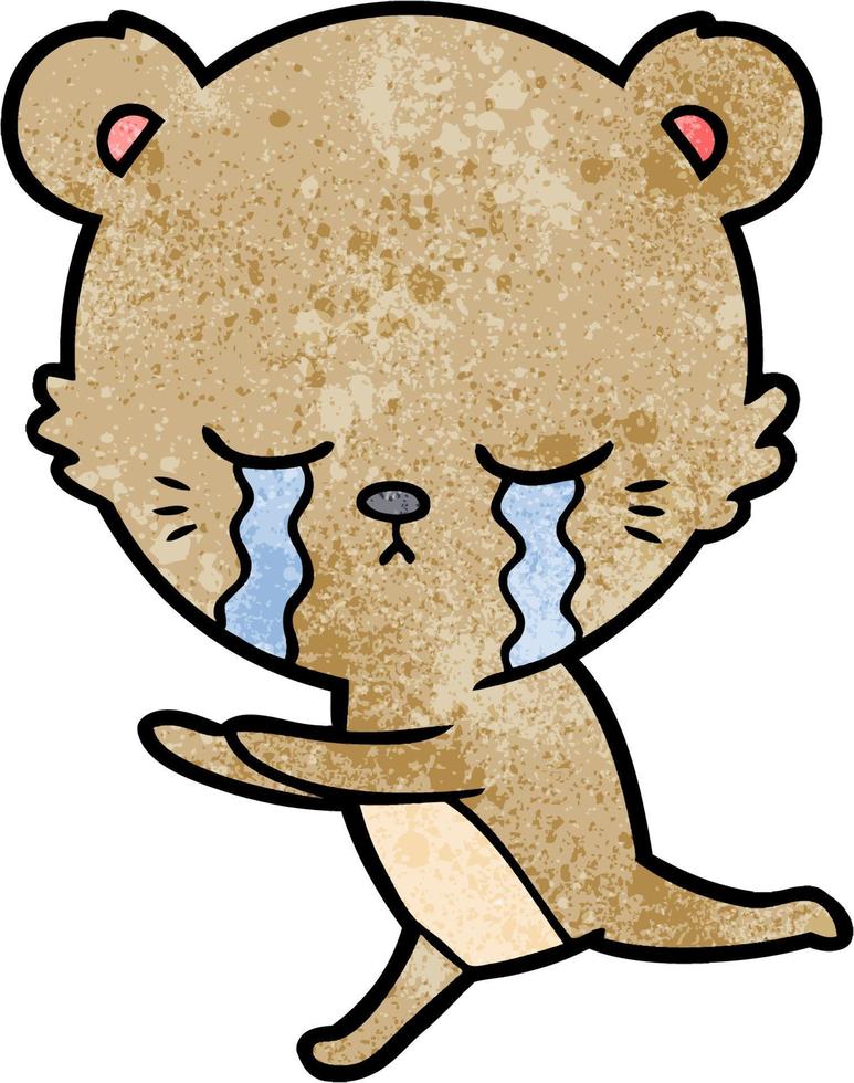 crying cartoon bear vector