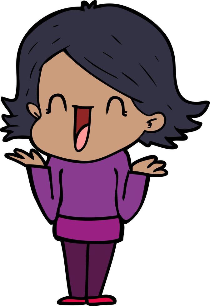 cartoon happy woman vector