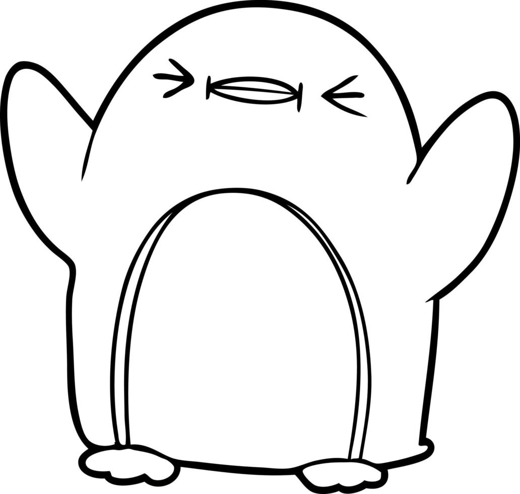 pingüino de dibujo lineal de dibujos animados vector