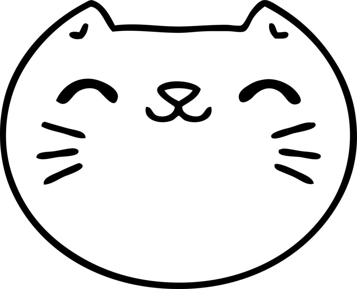 line doodle of a happy cat face vector