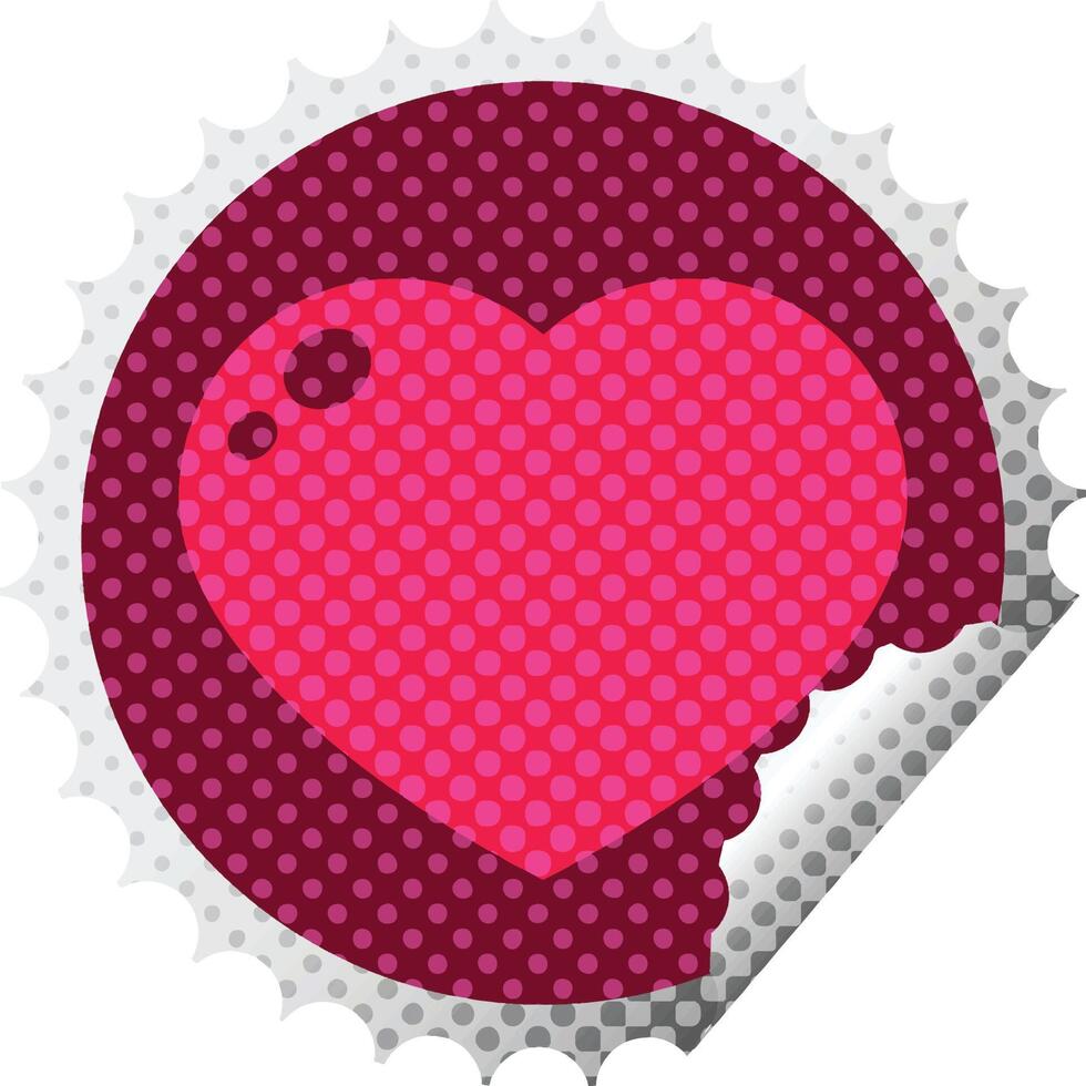 pegatina de pelado de corazón ilustración vectorial gráfica pegatina de pelado circular vector